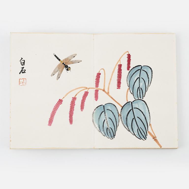 Book with 11 woodcuts, signed Qi Baishi, mid 20th century.