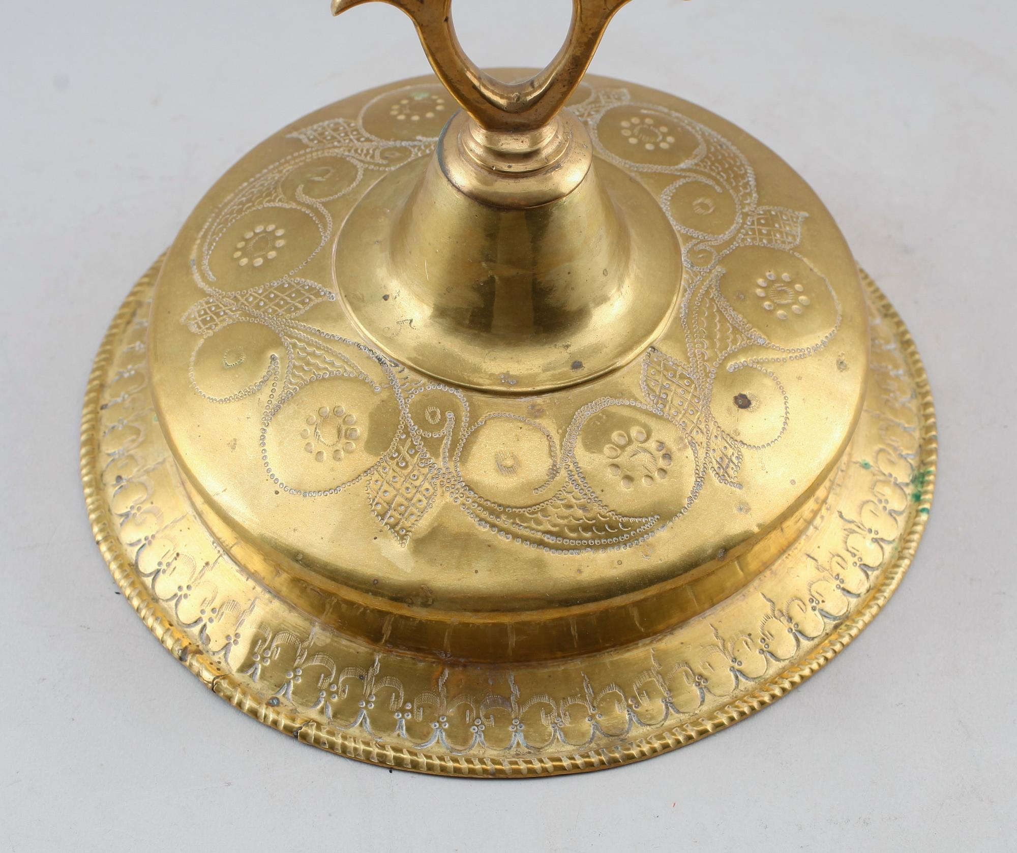 KANDELABER, mässing, barock, 1700-tal.