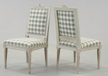 Four Gustavian chairs by J Malmsten, master 1780.