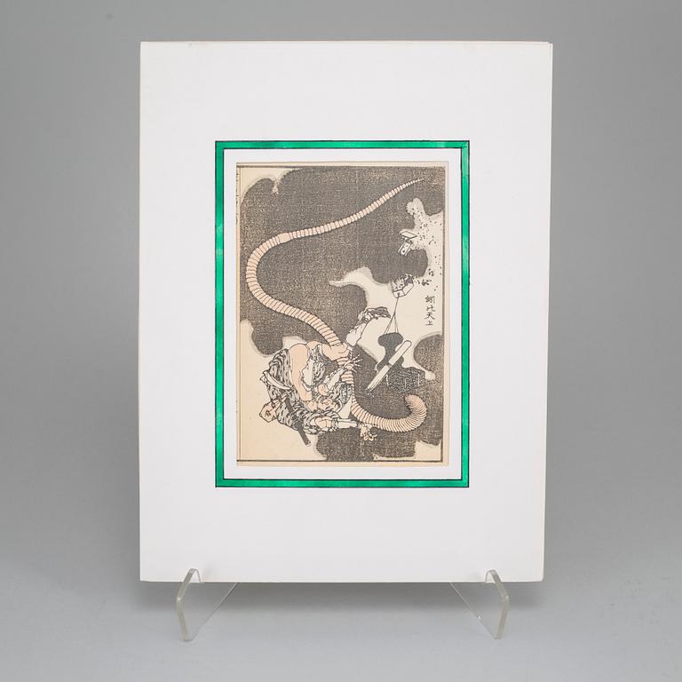 KATSUSHIKA HOKUSAI (1760–1849), after, a group of seven sheets/pages from album, Japan, 19th century.