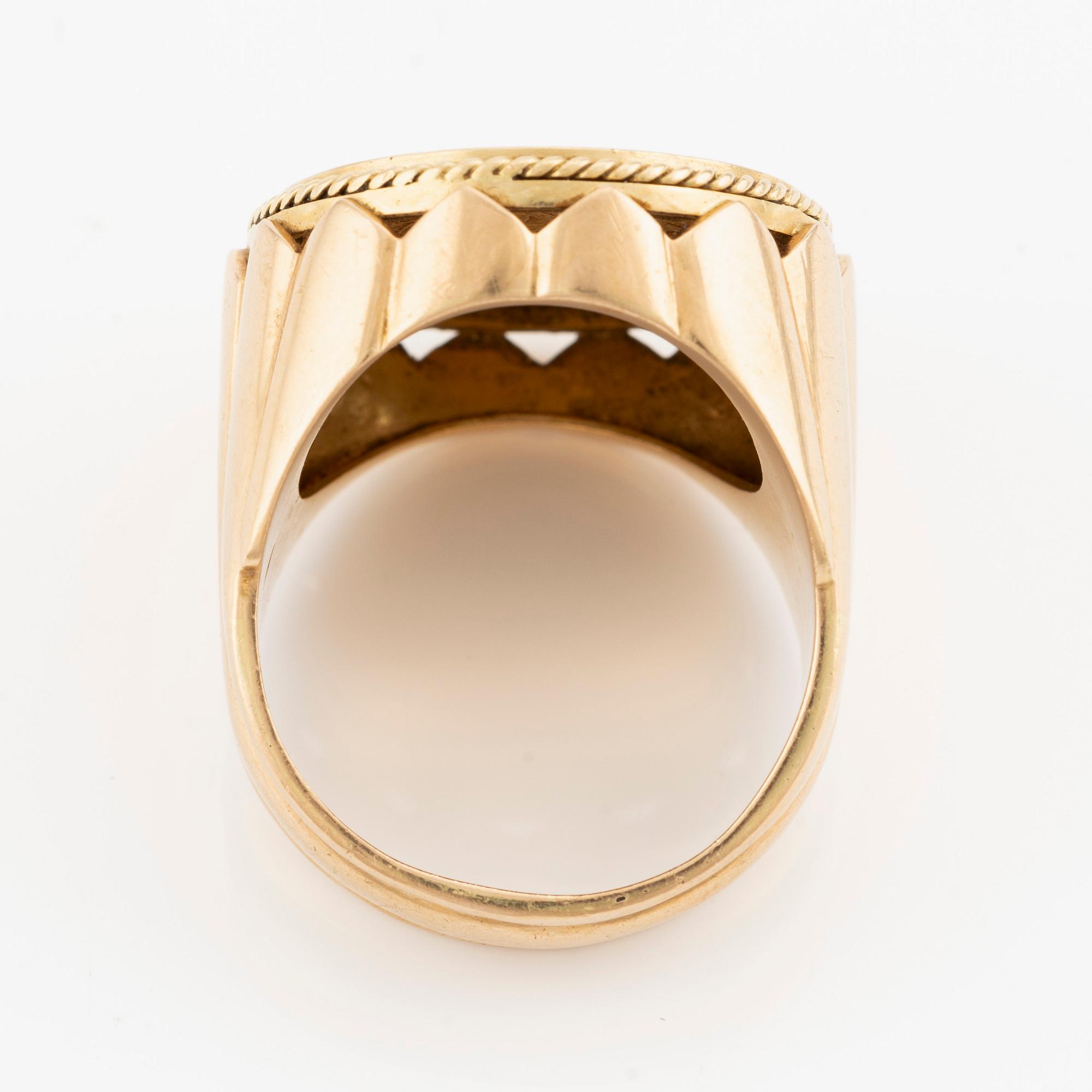 Ring in 18K gold with Napoleon III 20 francs coin, 1857.
