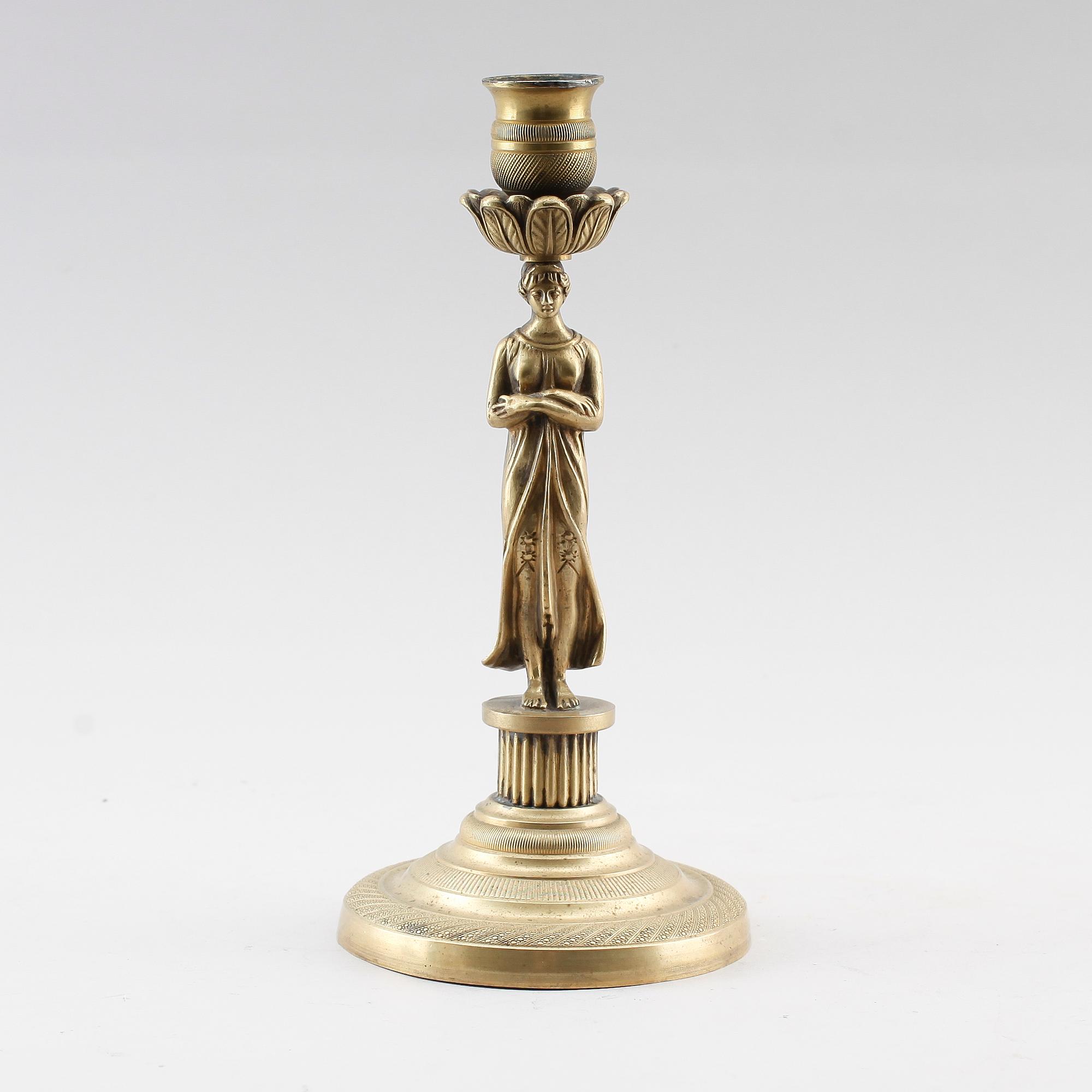 LJUSSTAKE, brons, sengustaviansk, sent 1700-tal.