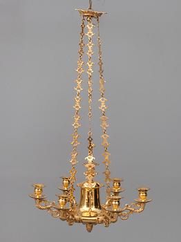 AMPPELI, kuudella kynttilänpidikkeellä, empire, 1800-luvun alkupuoli. K 76.