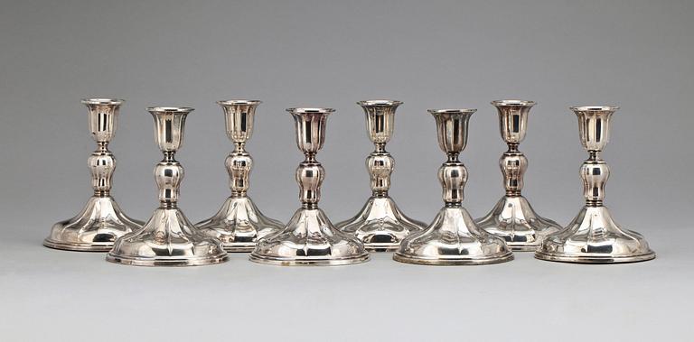 LJUSSTAKAR, 8 st, silver, Norge, 1900-tal.