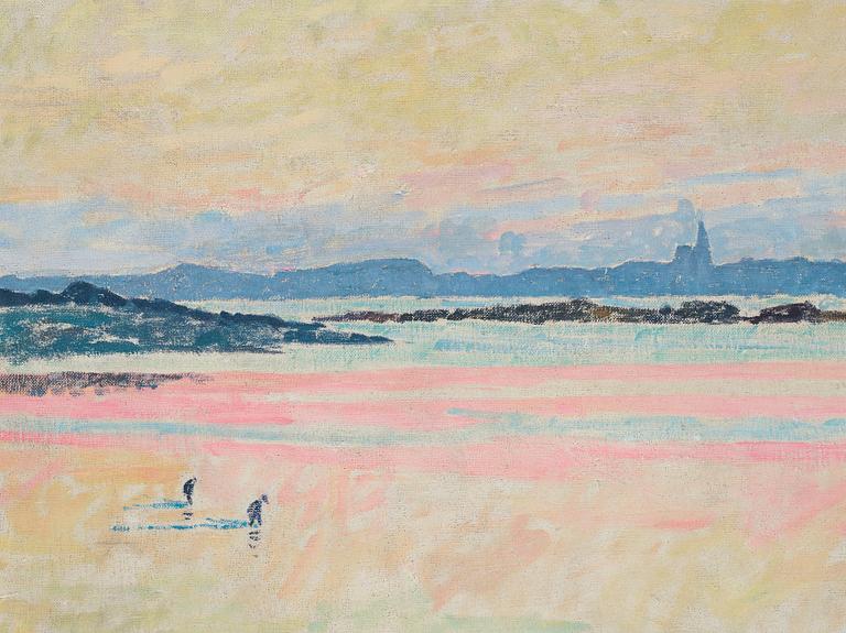 Carl Wilhelmson, "Strandlandskap" (Fiskebäckskil med Lysekils kyrka).