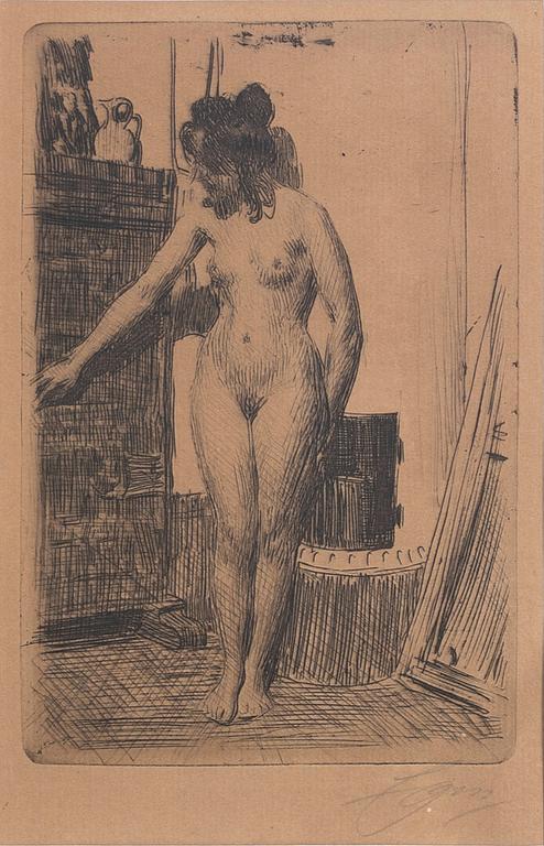 Anders Zorn, etsning, 1903, signerad.