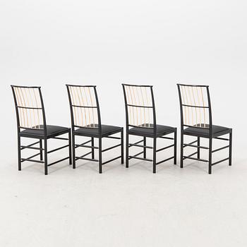 Josef Frank, a set of four chairs, model 2025, Firma Svenskt Tenn post 1985.