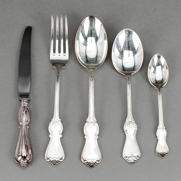 BESTICKSSERVIS, silver, "Olga", 20 delar, vikt ca 783 gram inkl. knivar med stålblad.