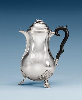 A Swedish 18th century silver coffee-pot, makers mark of  Johan Martin Loëll, Falun ca. 1780.