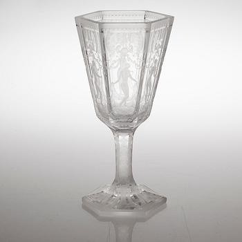 A glass vase, "Sex Gracer" by Simon Gate, Orrefors, second quarter of the 20th century.