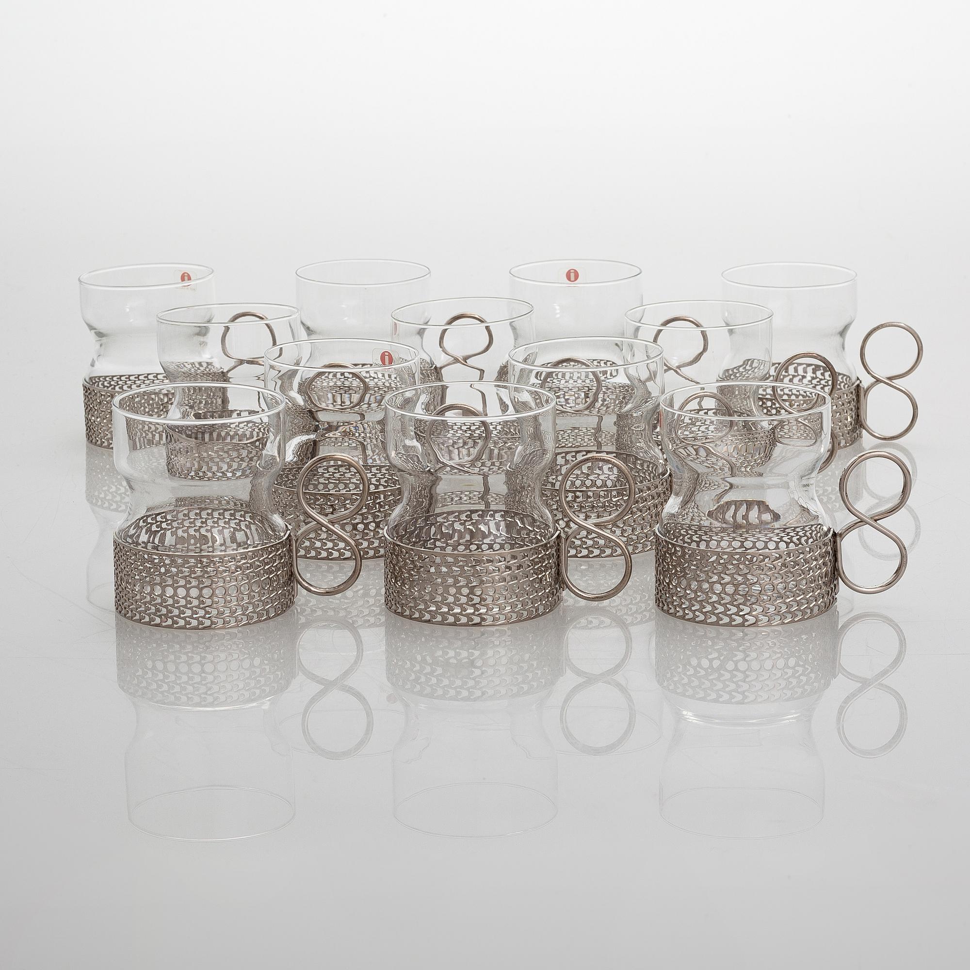 Timo Sarpaneva, teglas/ glögglas, 12 st, "Tsaikka", Iittala.