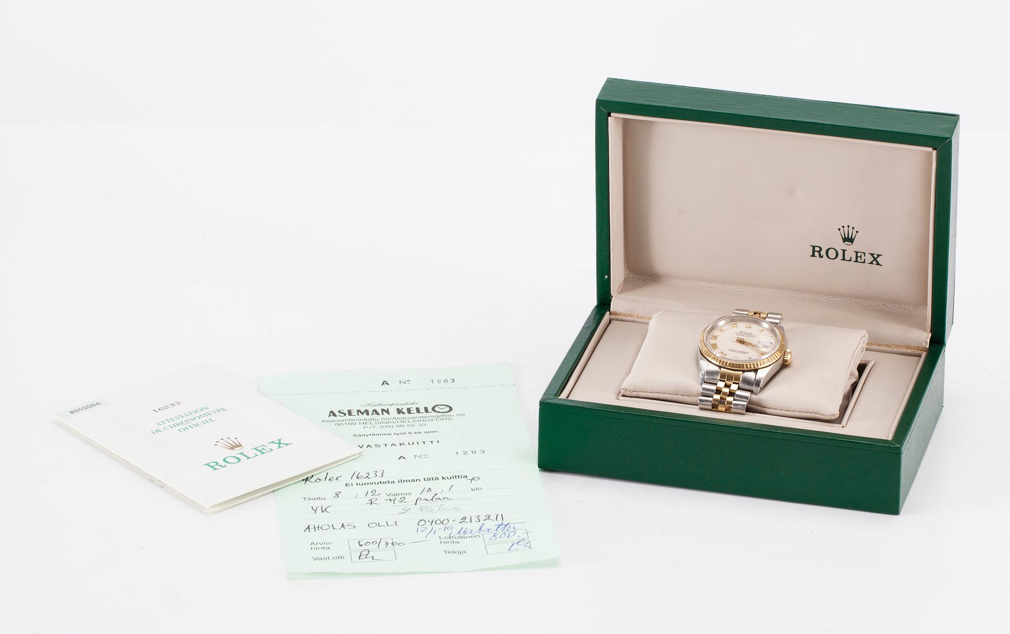 ARMBANDSUR, Rolex Oyster Perpetual Datejust , stål och guld. 1980-tal. Originallåda.