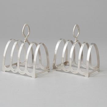 a pair of silver toastracks by William Suckling, Birmingham 1956.