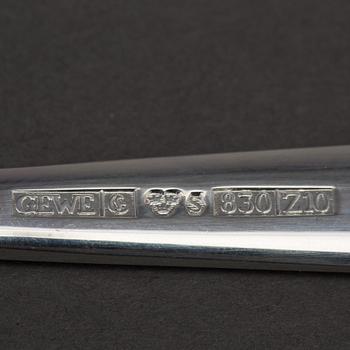 A 36 piece silver cutlery set model "Chippendale", second half of the 20th century.