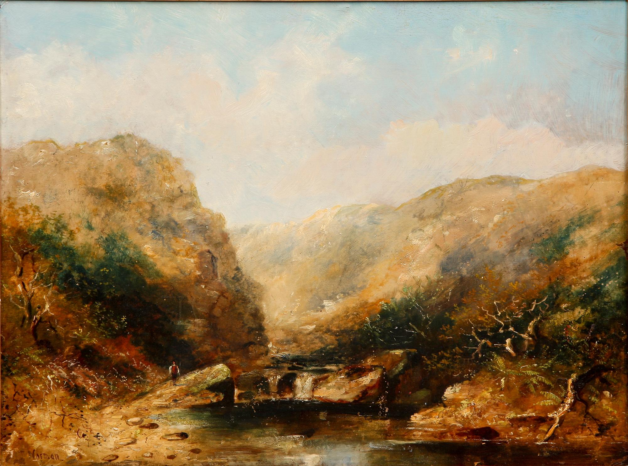 OKÄND KONSTNÄR, olja på pannå, sign W.T Norman. 1800-talets slut.