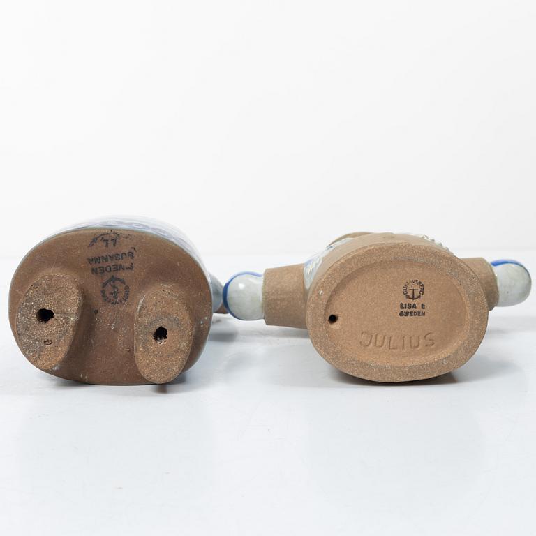 Lisa Larson, Two stoneware figurines, 'Susanna' and 'Julius', Gustavsberg.