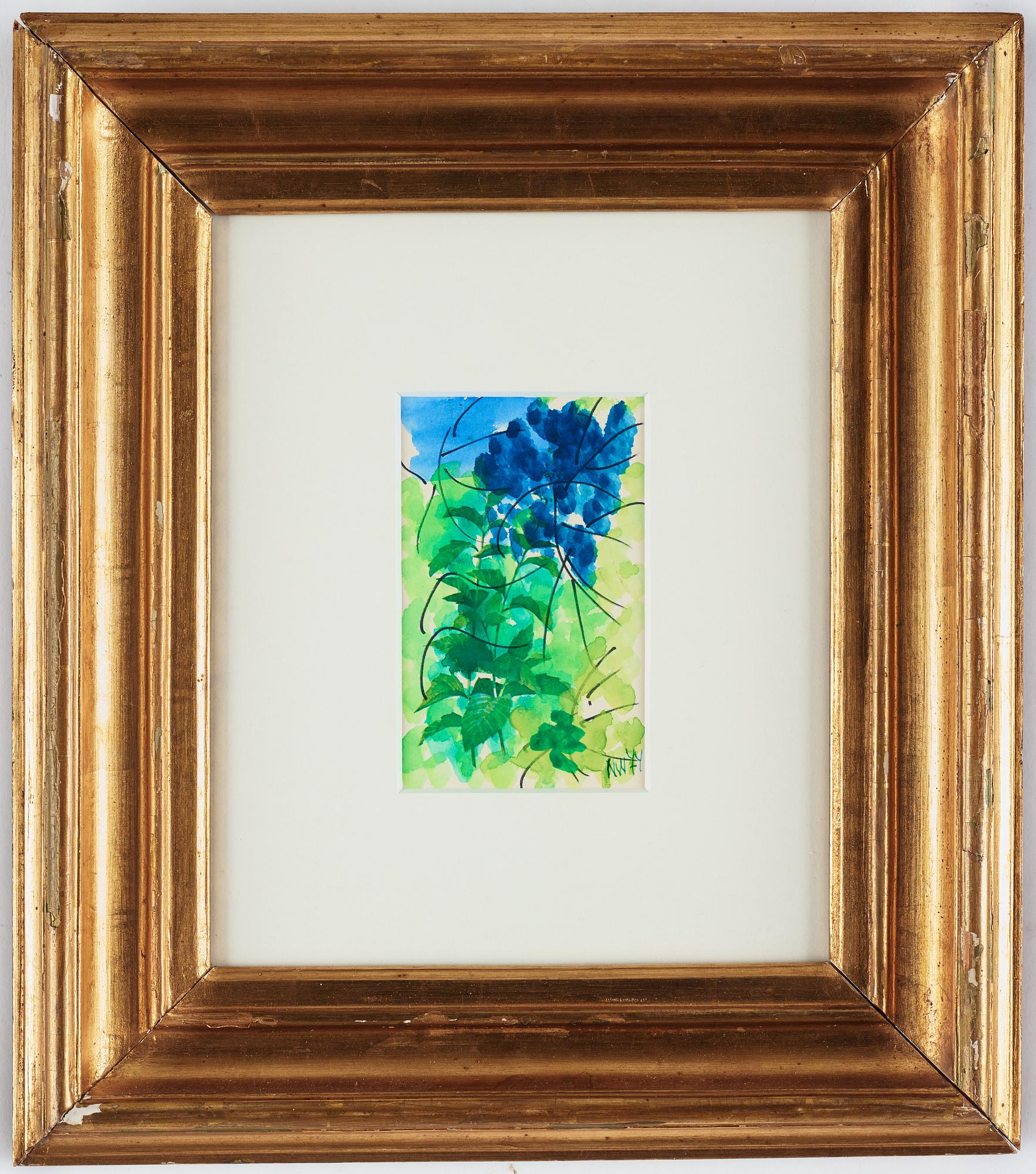 NELL WALDEN, mixed media on paper, signed and dated -74.