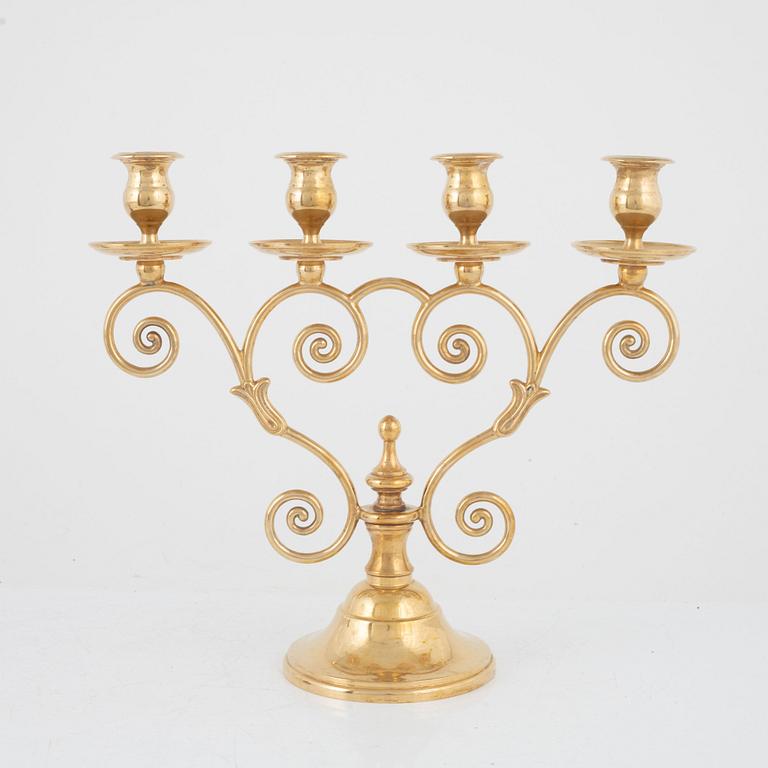 A brass candelabra, Skultuna Messingsbruk, Sweden, 1989.