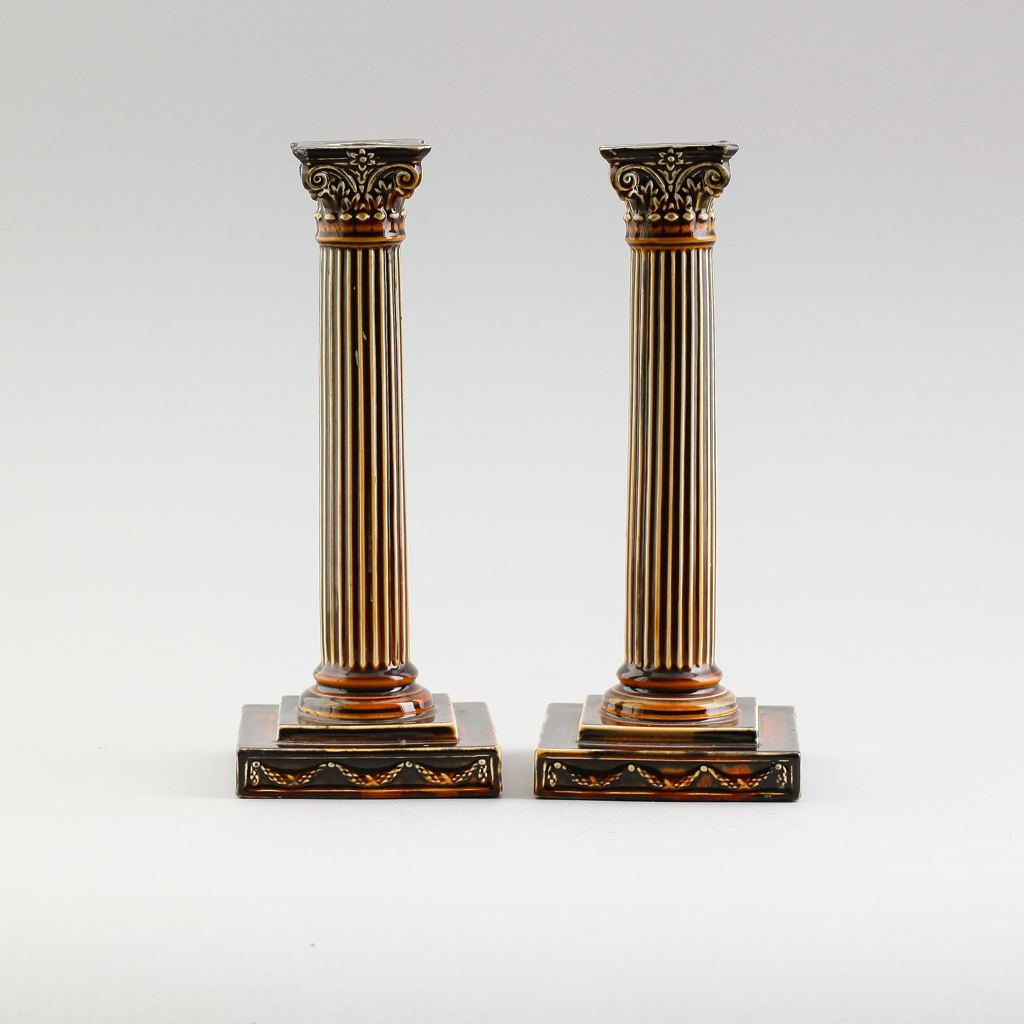 LJUSSTAKAR, 1 par, majolika, Gustafsberg år 1900.