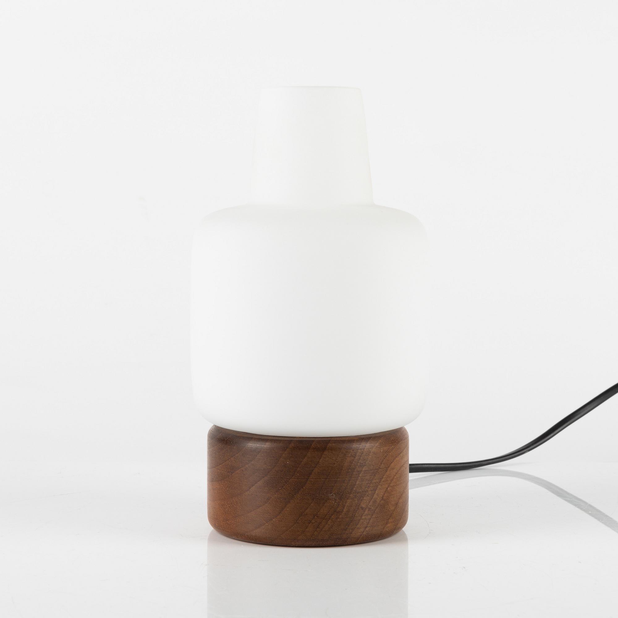 Uno & Östen Kristiansson, a teak and glass table light, Luxus, Vittsjö.