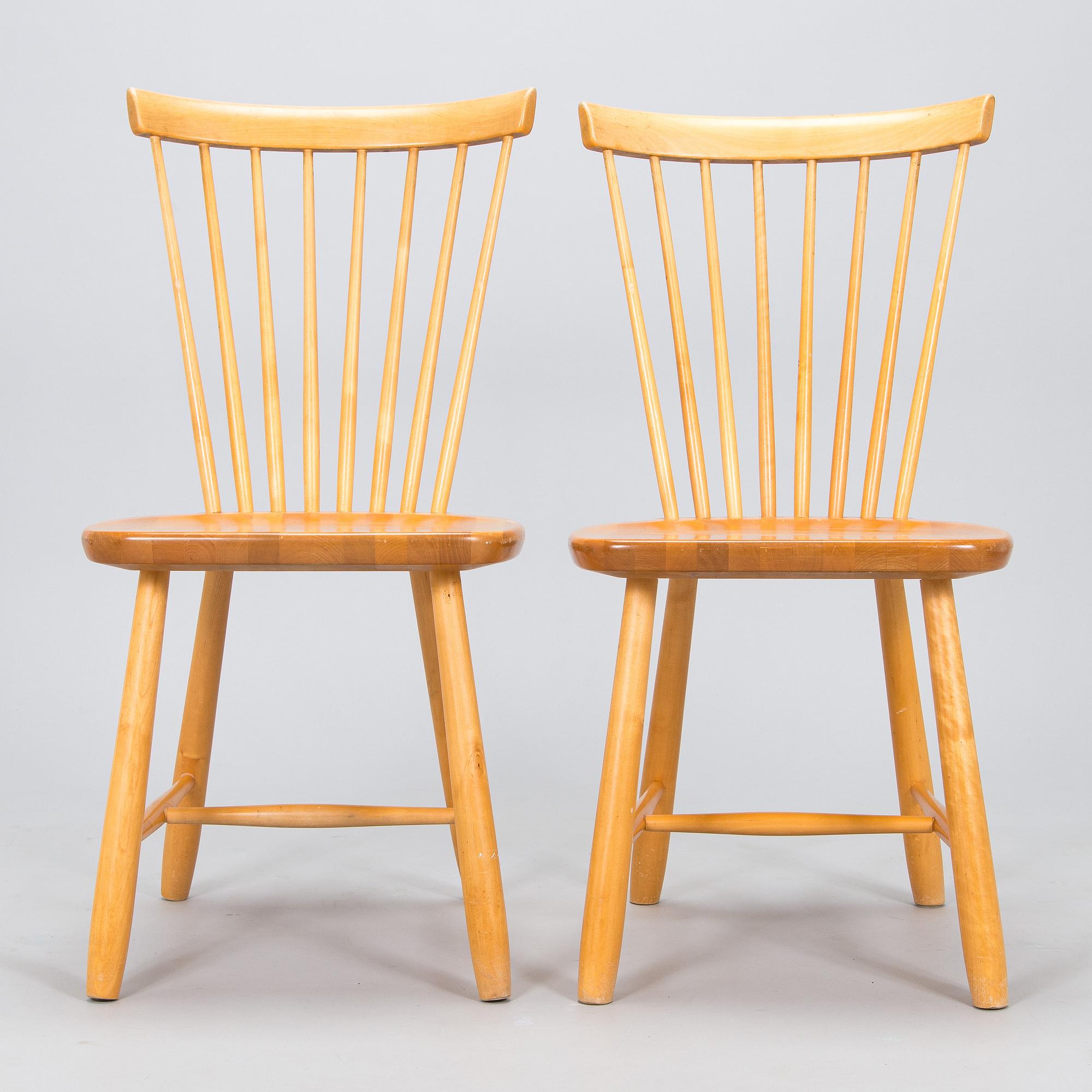 Carl Malmsten, a set of six "Lilla Åland" chairs, Stolab, dated 1990-1992.