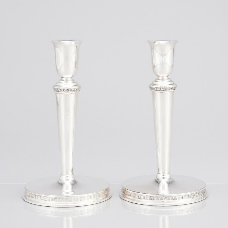Eric Råström, for C.G. Råström, a pair of silver candlesticks, Stockholm 1960.