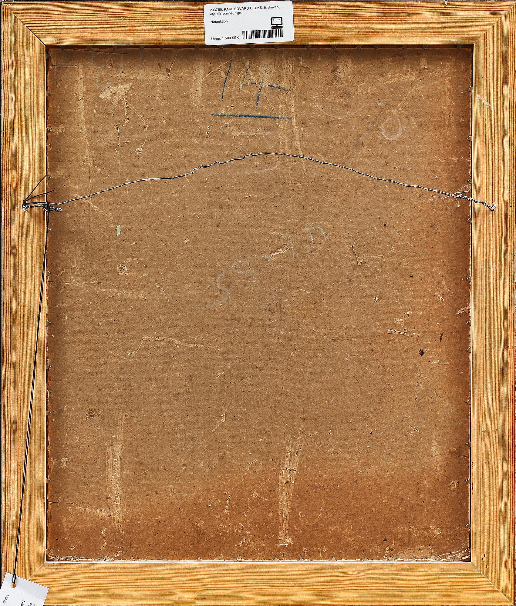 KARL EDVARD DIRIKS, tillskriven, olja på  pannå, sign.