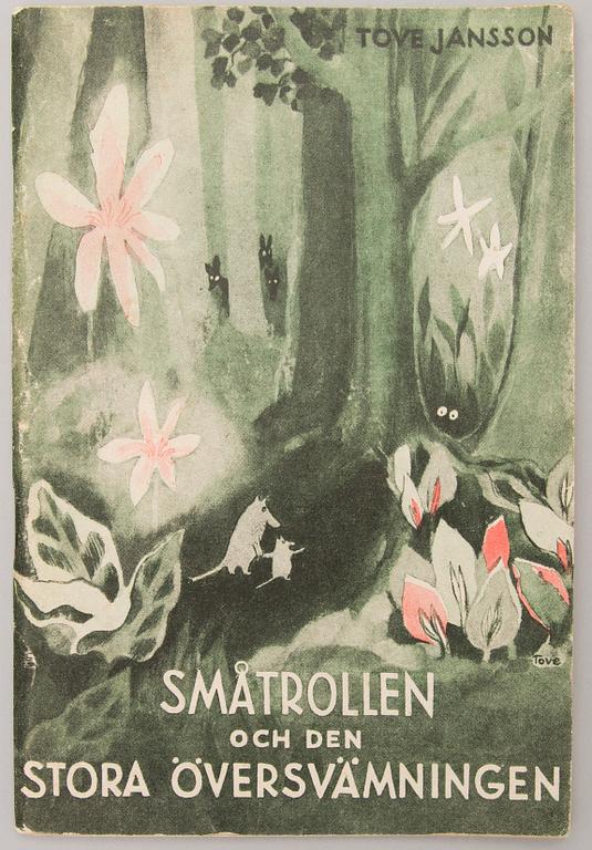 TOVE JANSSON, 'Småtrollen och den Stora Översvämningen' bok, Mercators tryckeri, Helsingfors 1945.