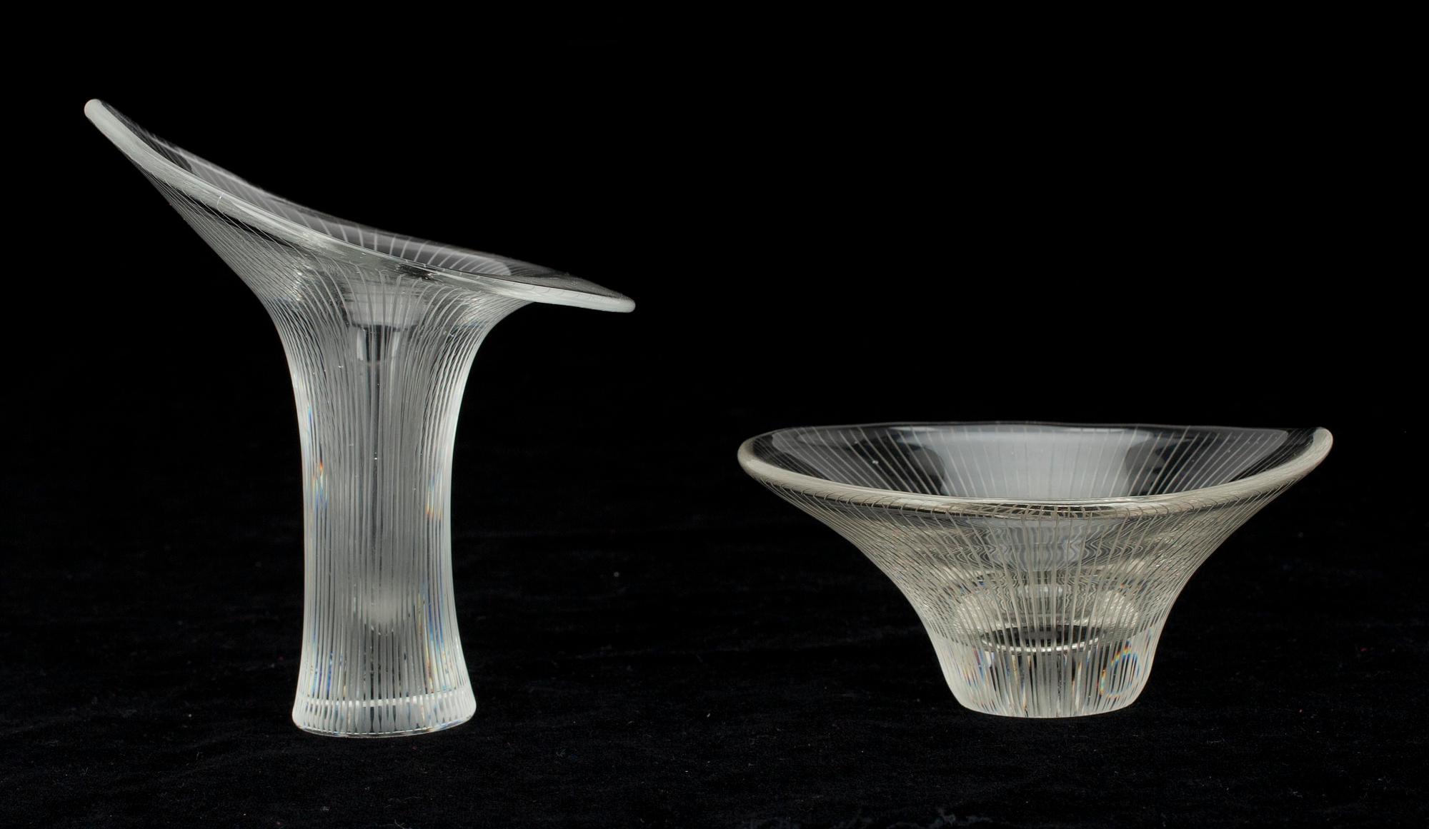 KONSTGLAS, 2 st. Tapio Wirkkala, Iittala, 1950-tal.