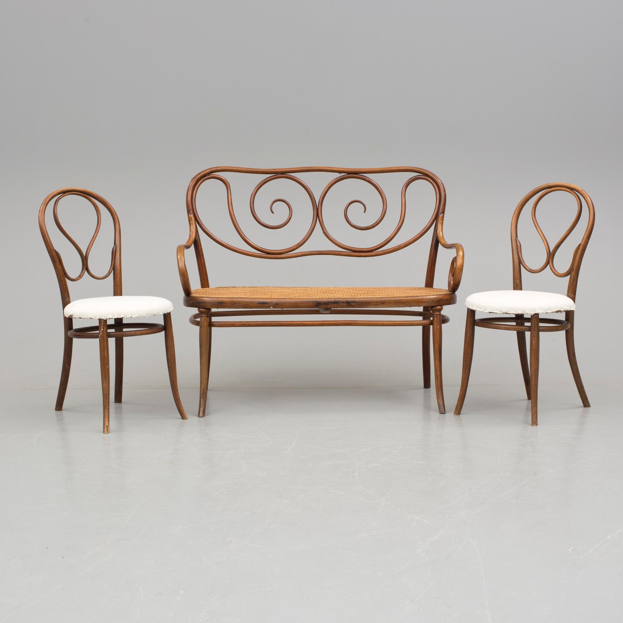 SOFFA samt STOLAR, Thonet, omkring 1900.