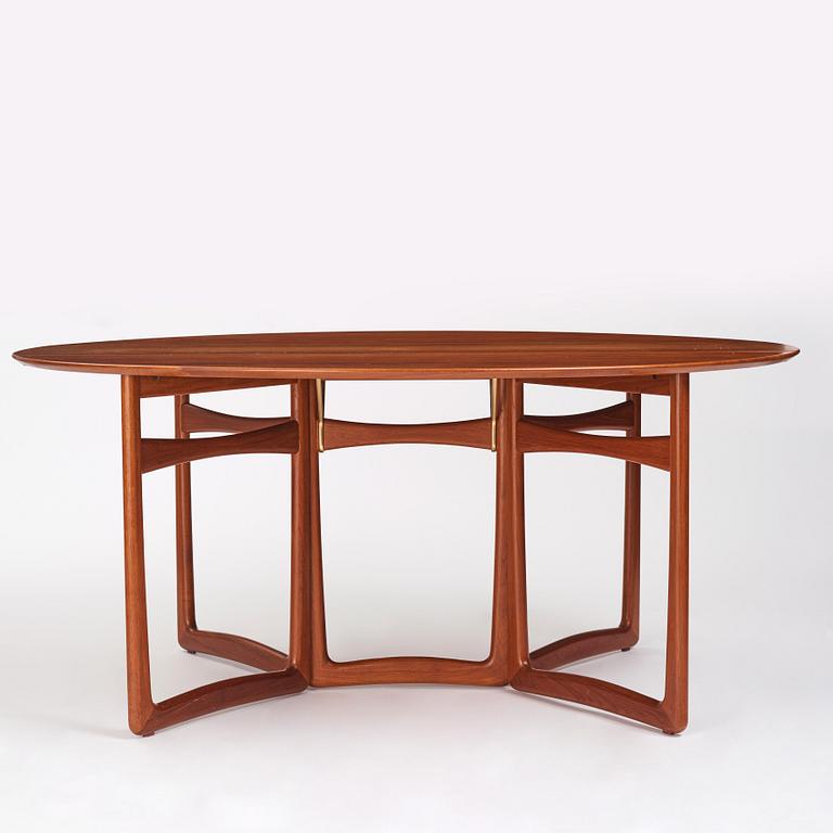 Peter Hvidt & Orla Mølgaard Nielsen, a teak gate leg dining table, France & Son, Denmark, 1950s-1960s.