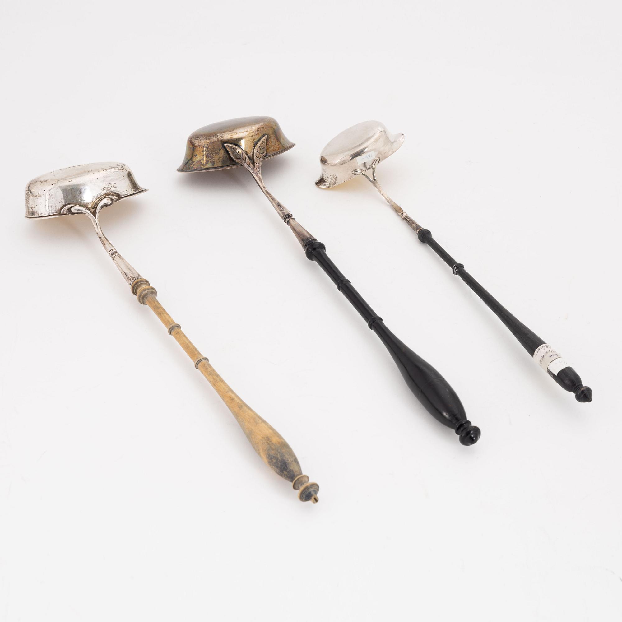 Soppslevar, 3st, silver, olika mästare, Sverige, tidigt 1800-tal.