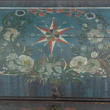 A folk art casket from Skåne, Sweden, 19th century.