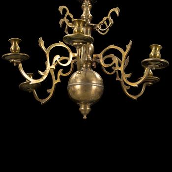 A baroque brass chandelier, first half of 18th century. Height (ink chain) 70 cm.