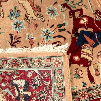 Carpet Tabriz figural semi-antique approx. 254x182 cm.