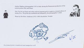 Per-Olow Anderson,  "Audrey Hepburn photographed on the set for War and Peace, 1955".