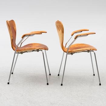 Arne Jacobsen, stolar, 8 st, "Sjuan", Fritz Hansen, Danmark, 1980-tal.