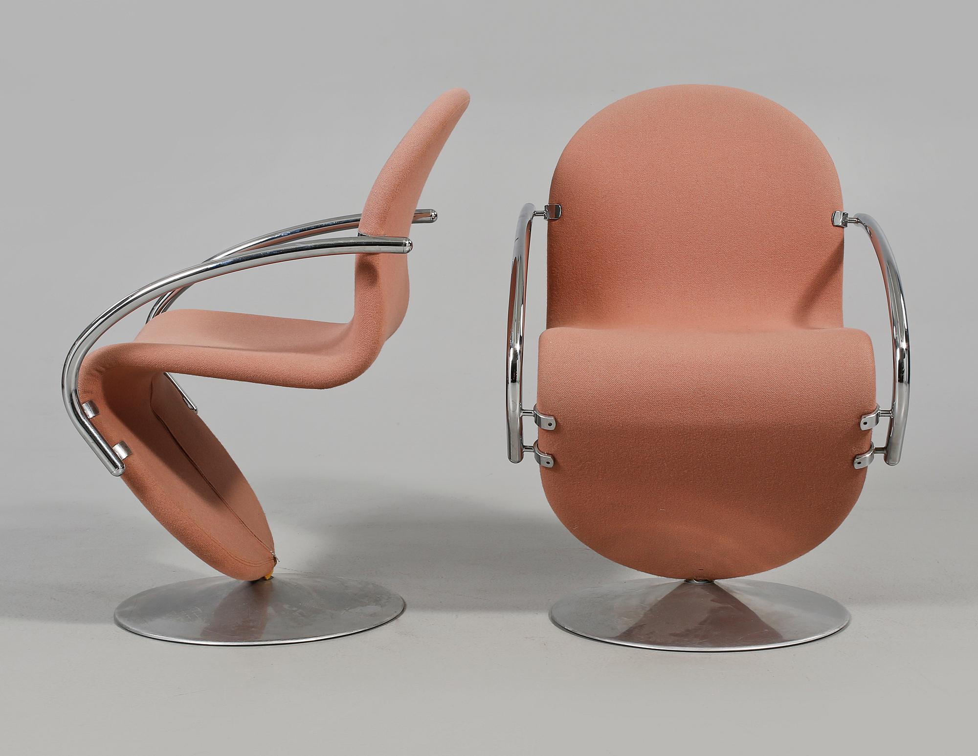 STOLAR, 4 st, Verner Panton för Fritz Hansen, "System 1-2-3", 1970-tal.