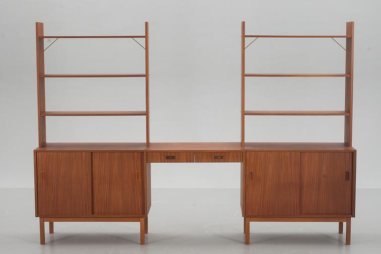 BOKHYLLA, 3 sektioner, teak, 1900-talets mitt/andra hälft.