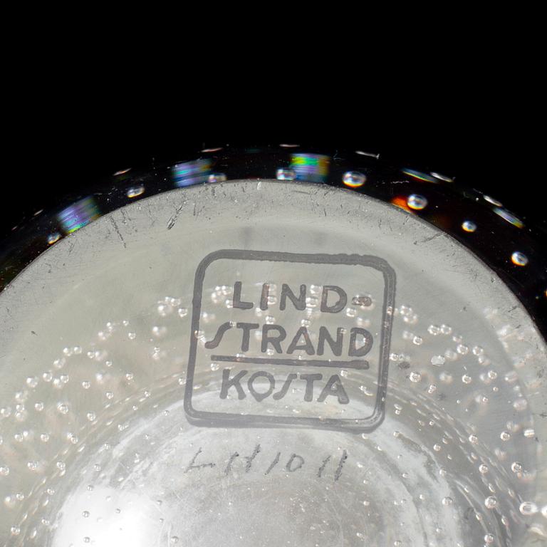 A Vicke Lindstrand glass vase and one Kosta vase, mid 20th century.