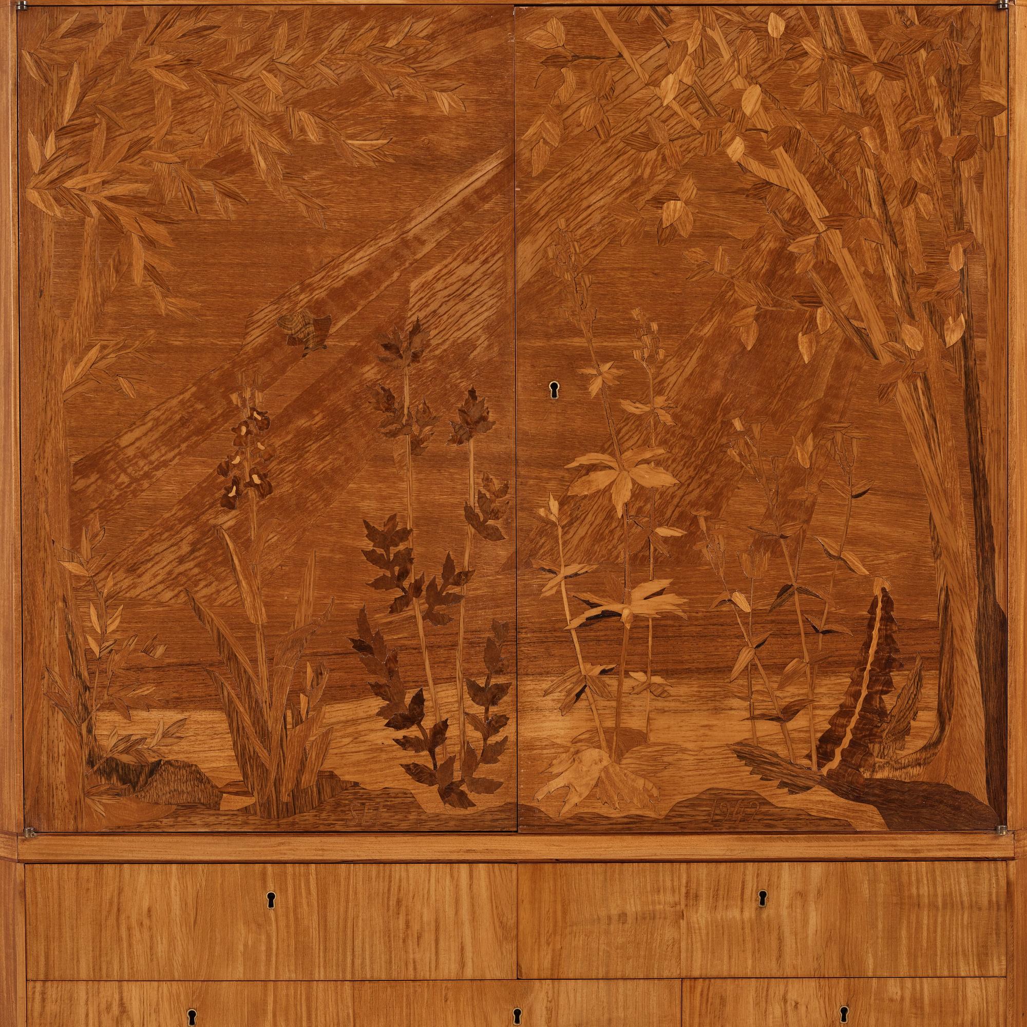 Carl Malmsten, a Swedish Modern cabinet on stand, a journeyman's masterpiece by Sven-Erik Fryklund, Sweden 1942.