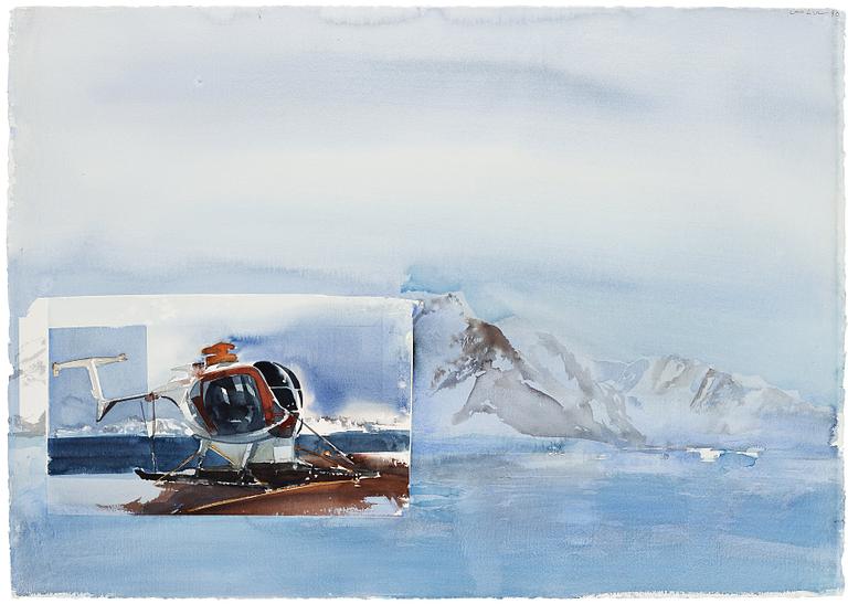 Lars Lerin, "Helikoptern landar mitt i motivet – Marguerite Bay".