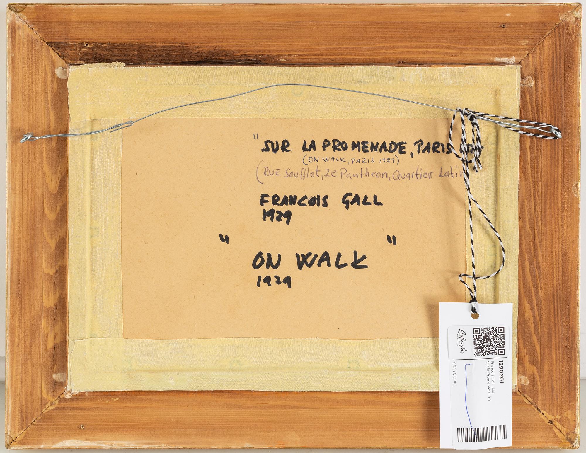 Francois Gall, oil on paper-panel, signed and dated -29.