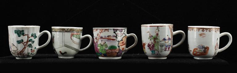 KOPPAR, 14 stycken, kompaniporslin. Qing dynastin, Qianlong (1736-95).