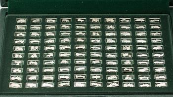 PLAKETTER samt MEDALJER, 224 st, sterlingsilver, Franklin Mint, 1900-talets fjärde kvartal. Total vikt ca 1100 gram.