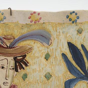 Birger Kaipiainen, väggrelief, stengods, signerad Kaipiainen 1945 Arabia.