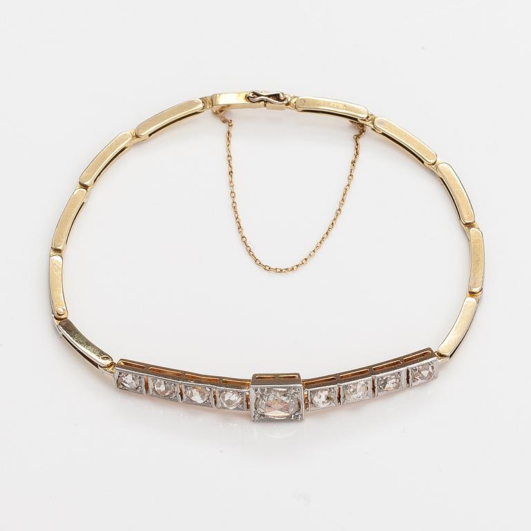 Armband, 14K guld, rosenslipade diamanter ca 1.57 ct tot.