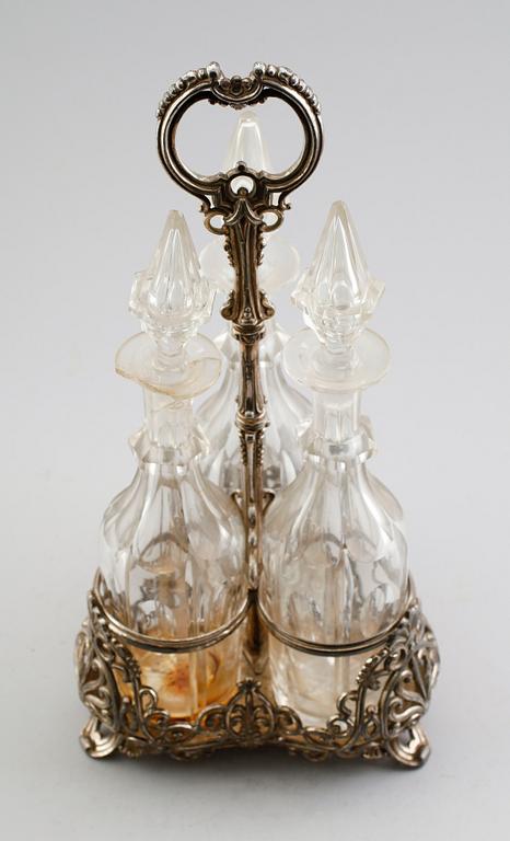 KARAFFSTÄLL, nysilver, James Dixon & Sons, England, omkring år 1900.