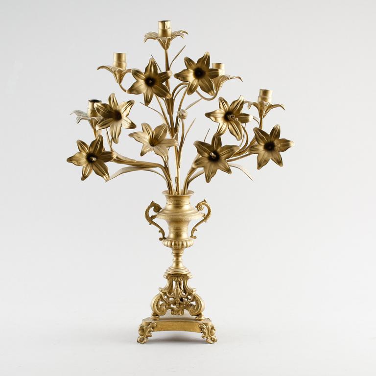 KANDELABER, mässing, Louis XIV-stil, 1800-talets andra hälft.