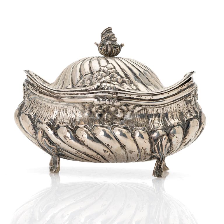 Silver sugar bowl, Historicism, Germany, early 20th century.